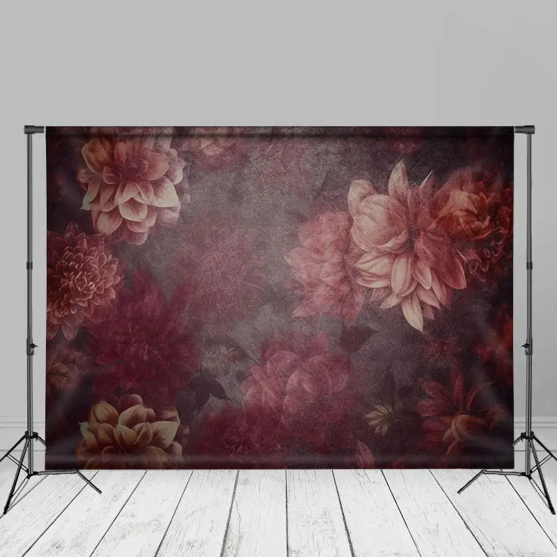 Floral Wine Red Fine Art Maternity Photo Backdrop - Aperturee