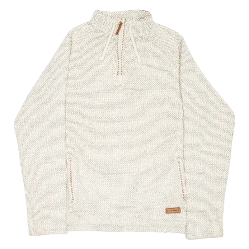 WEIRD FISH Womens Jumper Beige 1/4 Zip Chunky Knit M