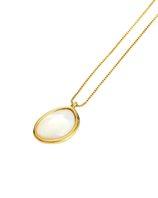 18K Pearl Pendant Necklace - Love Me Oval