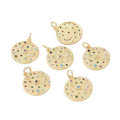Brass Micro Pave Colorful Cubic Zirconia Pendants