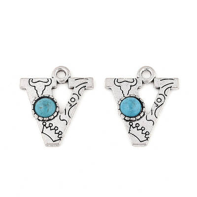 Synthetic Turquoise & Alloy Pendants