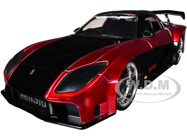 1995 Mazda RX-7 Widebody RHD (Right Hand Drive) VeilSide Black and Red Metallic JDM Tuners Series 1/24 Diecast Model Car ...