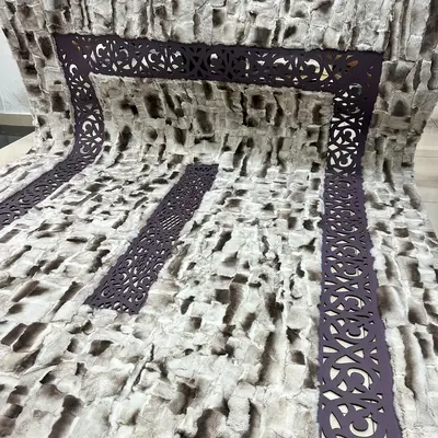 Toscana Fur Patchwork Rug with Laser Cut Lace Border