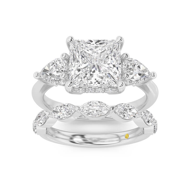 Celestia Lab Grown Princess Cut Diamond Engagement Ring with The Elara Wedding Band | 18K White Gold 2 1/10 ct. tw.