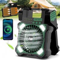 12000mah Solar Powered Fan, Dual-Panel Rechargeable Solar Camping Fan with LED Lantern, 5 Adjustable Speeds Co...