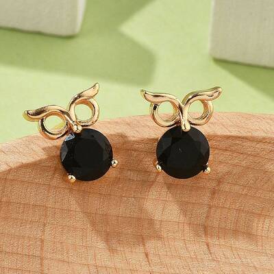 Owl Brass Micro Pave Cubic Zirconia Stud Earrings for Women