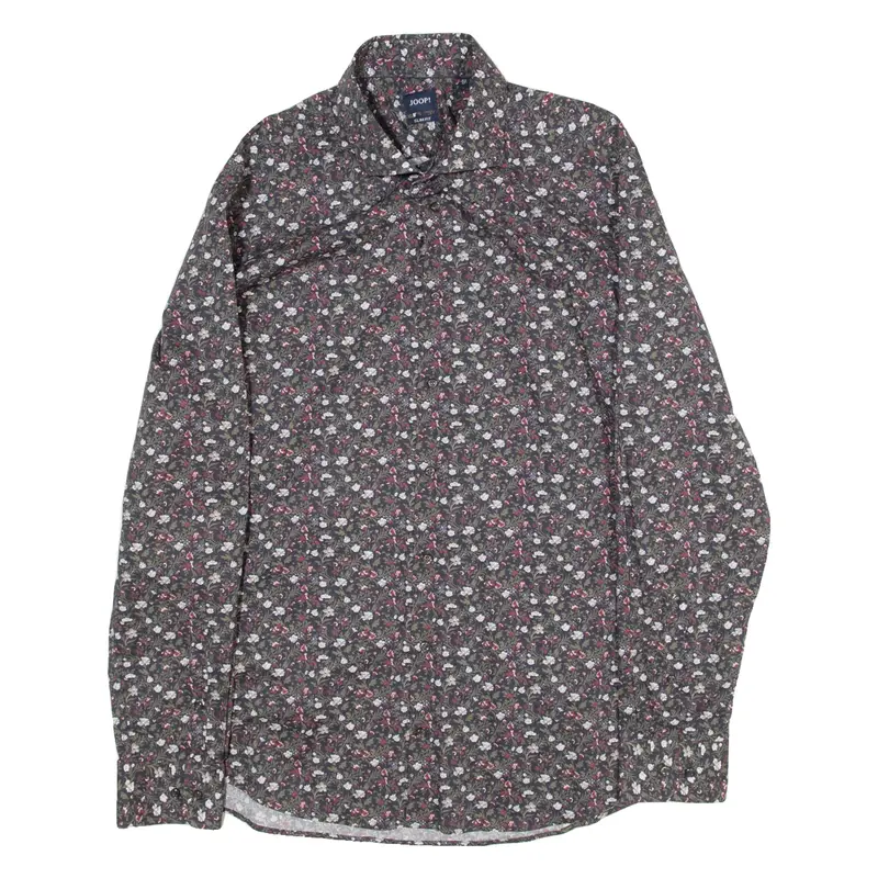 JOOP! Slim Fit Mens Shirt Green Floral Long Sleeve M