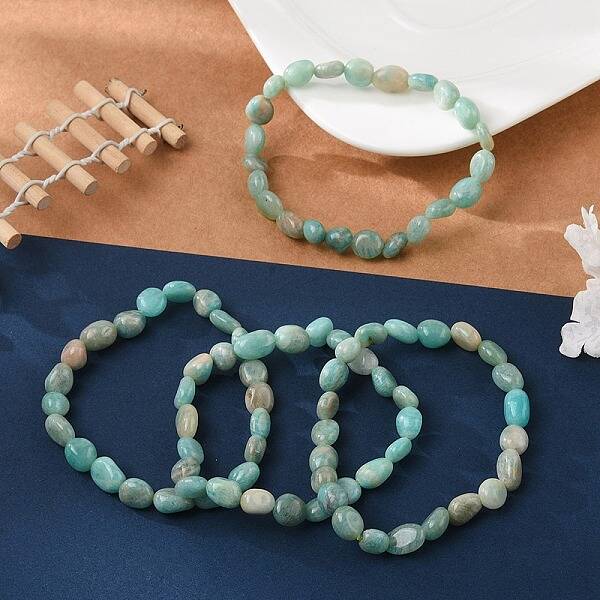 Natural Amazonite Bead Stretch Bracelets
