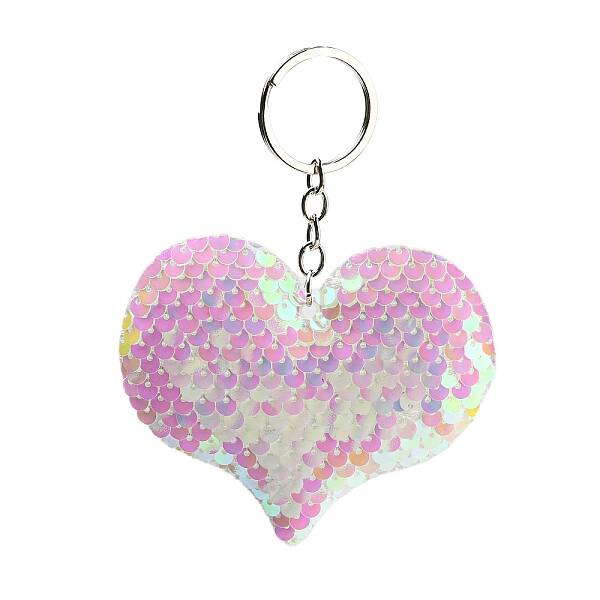 PVC Reflective Sequin Heart Pendant Keychain