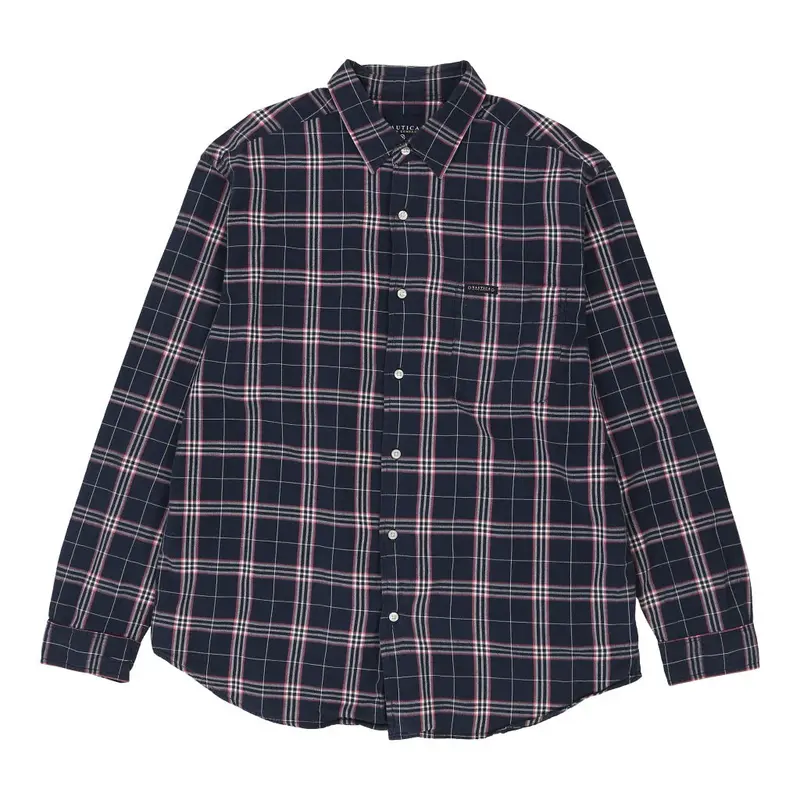 Nautica Checked Shirt - XL Navy Cotton