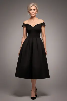 Goddiva Scuba Foam Skater Midi Dress - Black