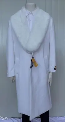 Mens Overcoat -Mens Long Wool Topcoats- Topcoat For Men-Mens Cashmere Blend White Full length Overcoat