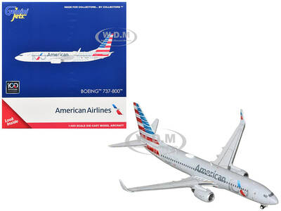 Boeing 737-800 Commercial Aircraft American Airlines 100th Anniversary 2026 (N840NN) Gray with Tail Stripes 1/400 Diecast M...
