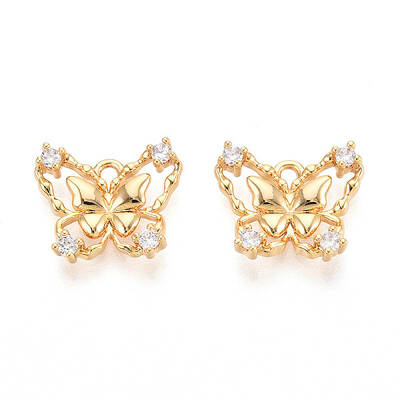 Brass Micro Pave Cubic Zirconia Charms