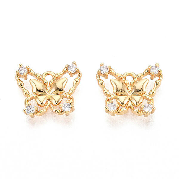Brass Micro Pave Cubic Zirconia Charms