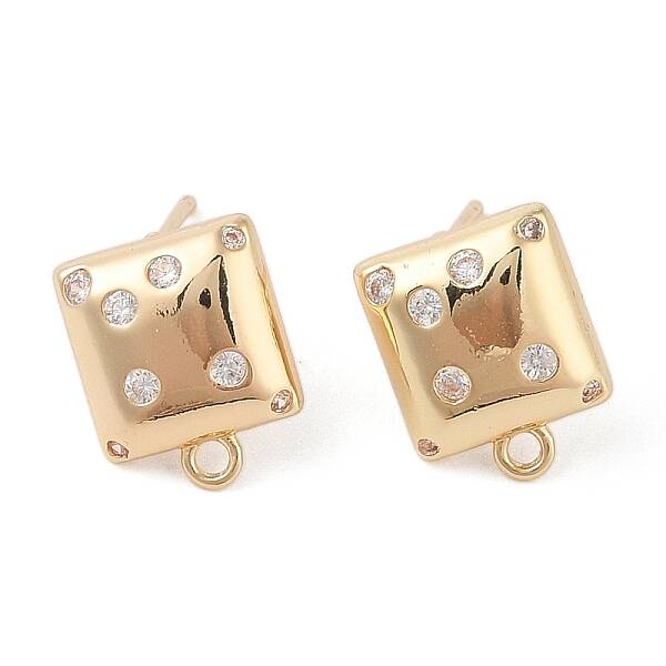 Brass Pave Clear Cubic Zirconia Stud Earring Findings