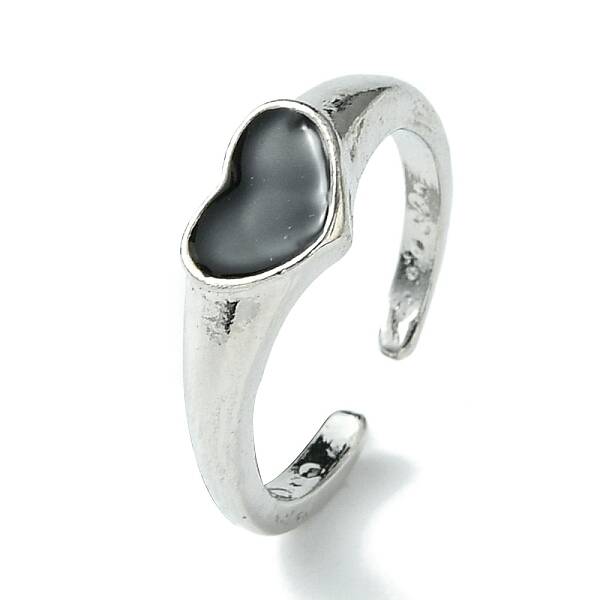 Heart Alloy Enamel Open Cuff Rings