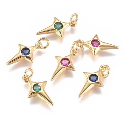 Brass Micro Pave Cubic Zirconia Charms