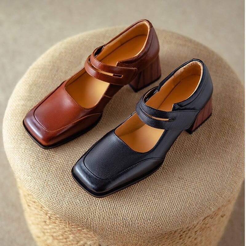 CHIKO Lucia Square Toe Block Heels Mary Jane Shoes