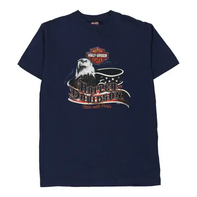 Peoria, Illinois Harley Davidson Graphic T-Shirt - Large Navy Cotton