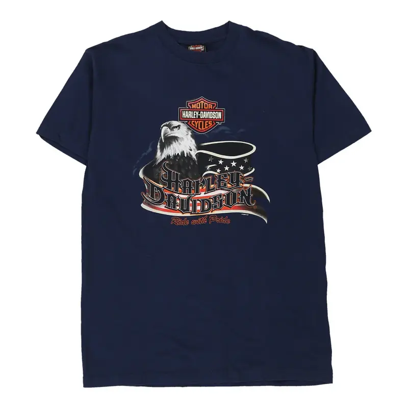 Peoria, Illinois Harley Davidson Graphic T-Shirt - Large Navy Cotton