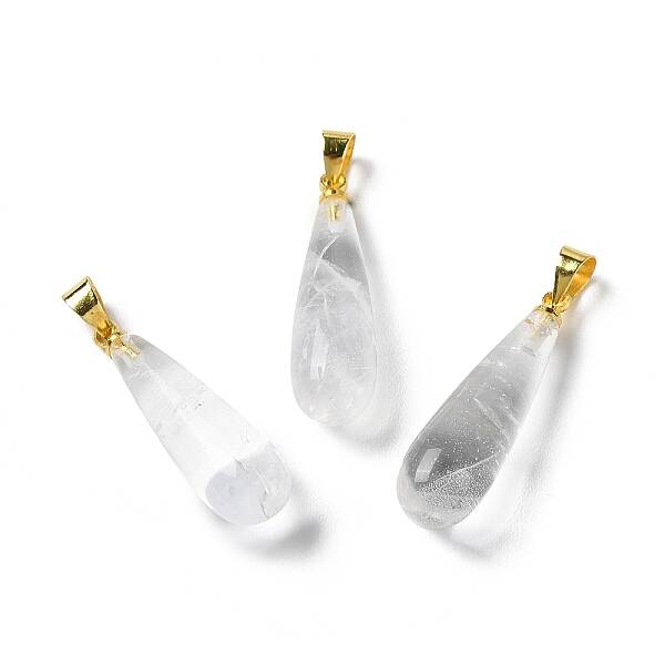 Natural Quartz Crystal Teardrop Pendants