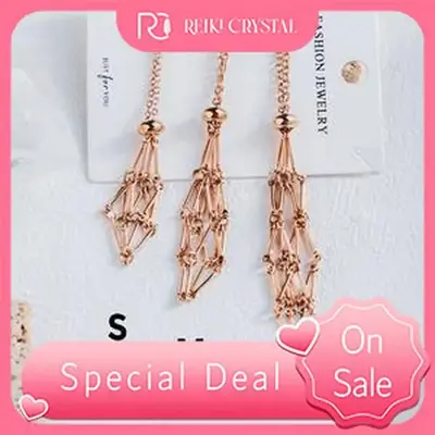 ăRose Goldenă Net Metal Bamboo Necklace Woven Pendant