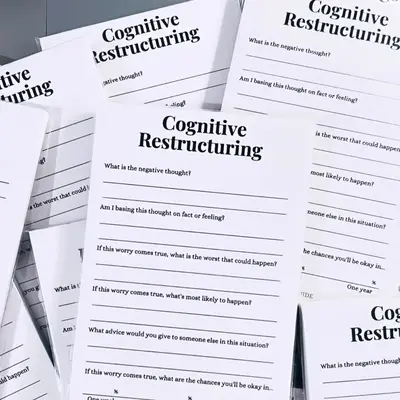 The Psych Guide Cognitive Restructuring Notepad for Anxiety Relief and Improved Cognitive Behavior aesthetic journal
