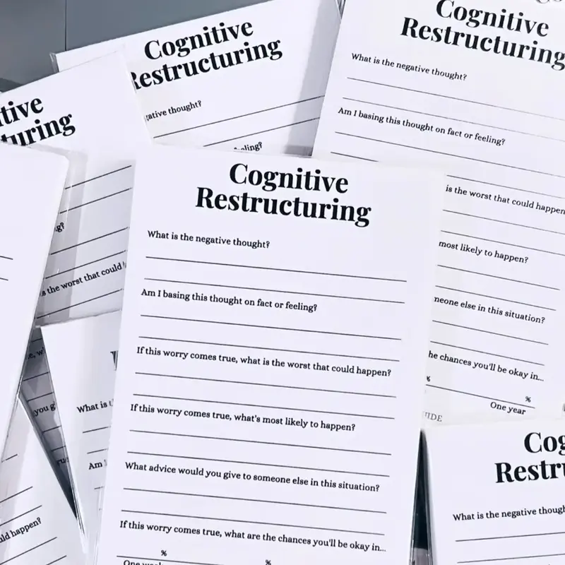 The Psych Guide Cognitive Restructuring Notepad for Anxiety Relief and Improved Cognitive Behavior aesthetic journal