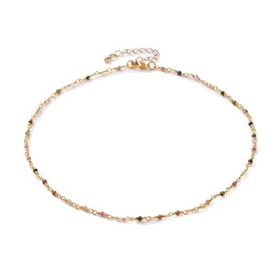Faceted Round Natural Tourmaline Beaded Necklaces