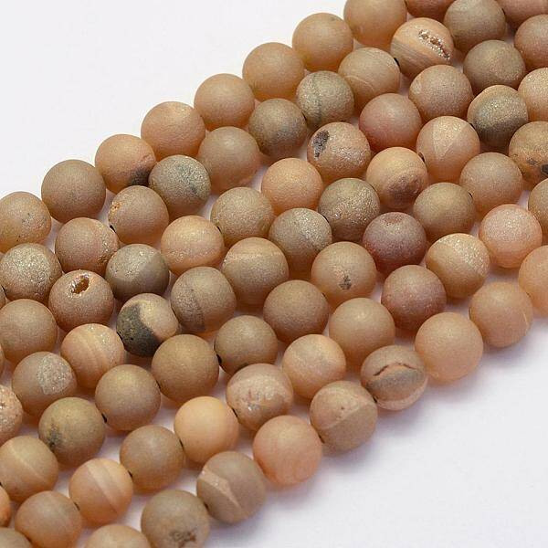 Electroplate Natural Druzy Agate Beads Strands