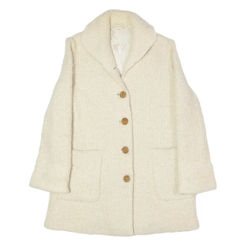 C MODE Womens Overcoat Coat Cream Knit Wool UK 16