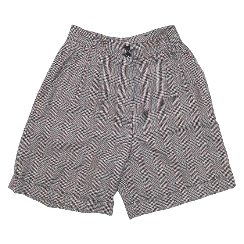 RAFAELLA Casual Shorts Grey Loose Wool Check Womens XXS W25