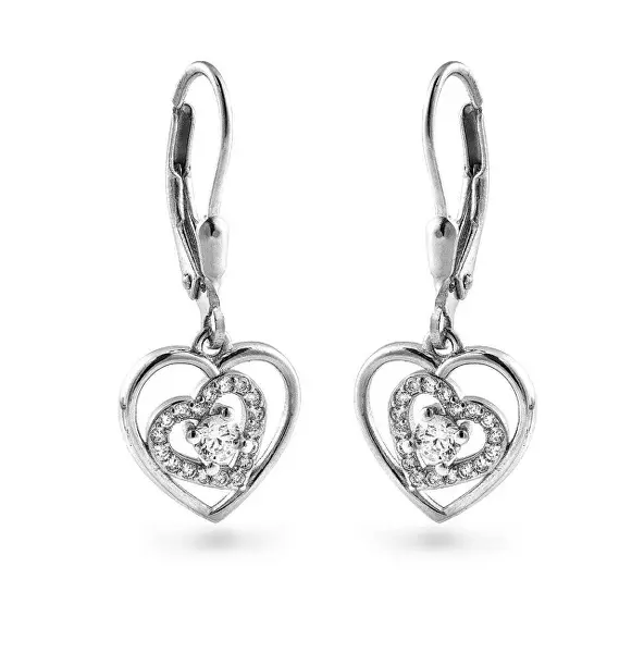Again Jewelry Orecchini Pendenti A Forma Di Cuore Con Zirconi Cubici Ajns0067