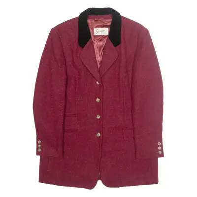SCAHA Womens Overcoat Jacket Red Wool M