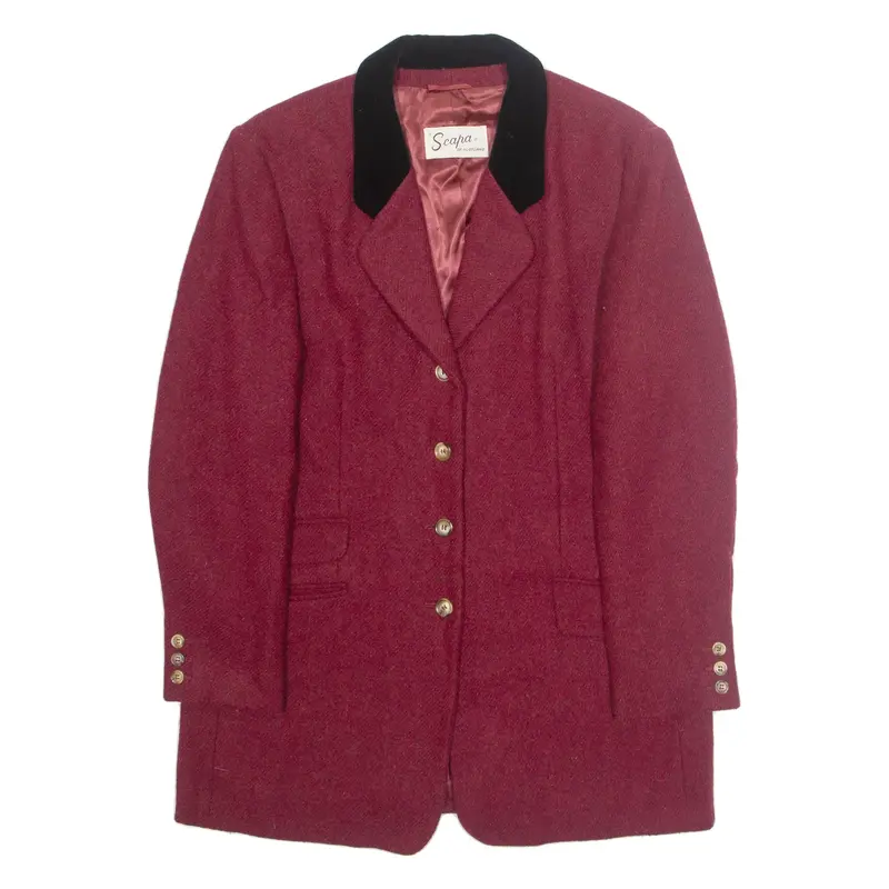 SCAHA Womens Overcoat Jacket Red Wool M