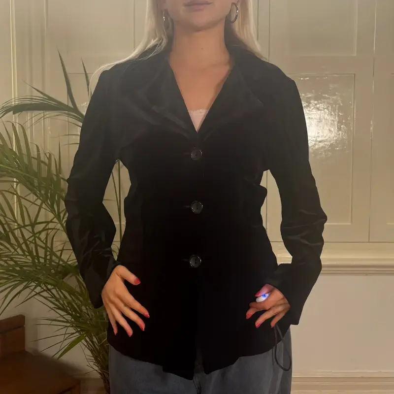 Velvet Look. Unbranded Blazer - Large Black Polyester Blend