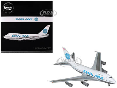 Boeing 747SP Commercial Aircraft Pan American Airways (N531PA) White with Blue Tail Graphics Gemini 200 Series 1/200 Diecast ...