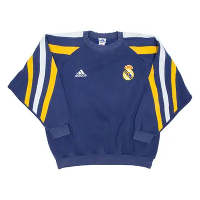 ADIDAS 1998-00 Real Madrid Football Mens Sweatshirt Blue 2XL