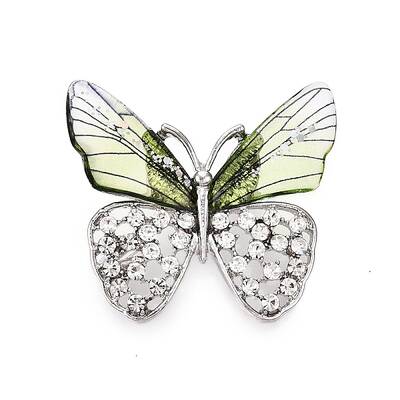 Alloy Crystal Rhinestone Butterfly Brooch Pins with Glitter Epoxy Resin for Clothes Backpack