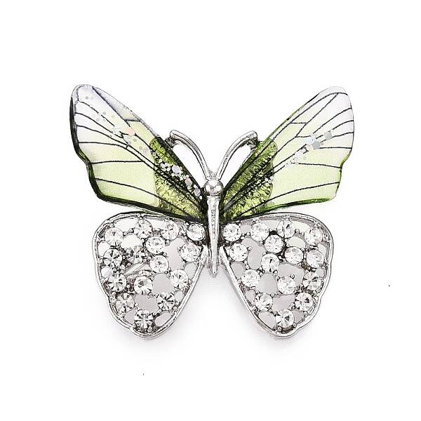 Alloy Crystal Rhinestone Butterfly Brooch Pins with Glitter Epoxy Resin for Clothes Backpack