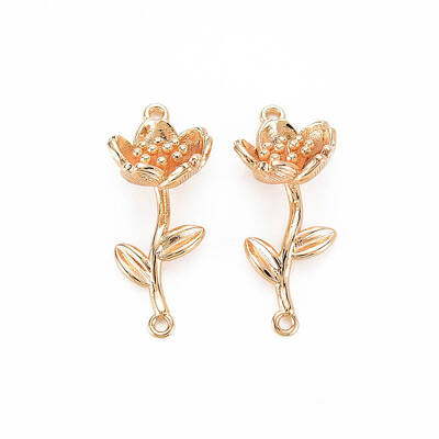 Brass Birth Flower Connector Charms