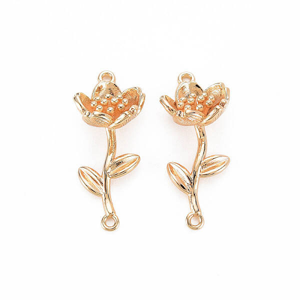Brass Birth Flower Connector Charms