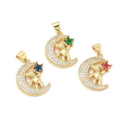 Brass Micro Pave Cubic Zirconia Pendants
