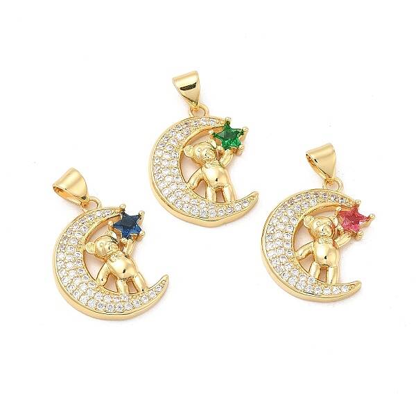 Brass Micro Pave Cubic Zirconia Pendants