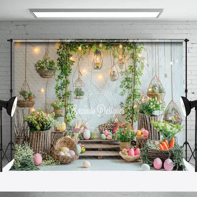 Flower Basket Easter Egg Arch Photography Backdrop - Aperturee