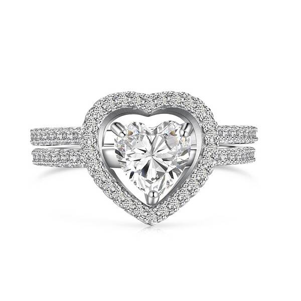 Anti-Tarnish Rhodium Plated 925 Sterling Silver Double Rings Set