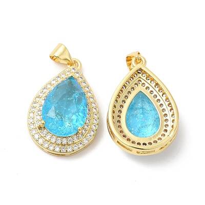 Real 16K Gold Plated Brass Micro Pave Cubic Zirconia Pendants