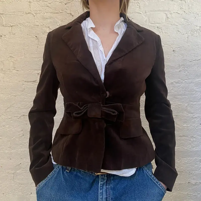 Valentino Blazer - Medium Brown Cotton Blend
