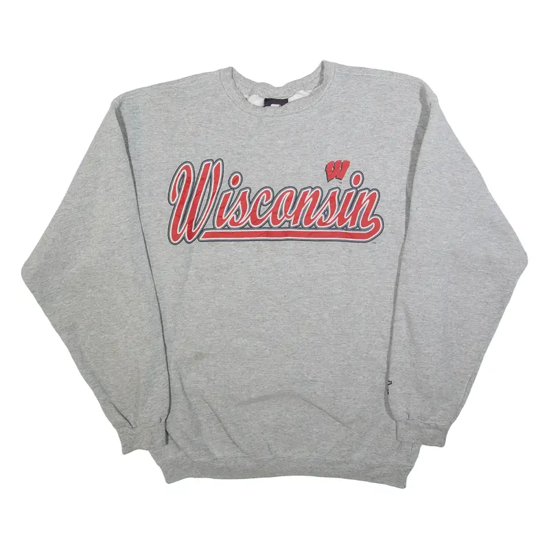 STARTER Wisconsin Mens Sweatshirt Grey USA M